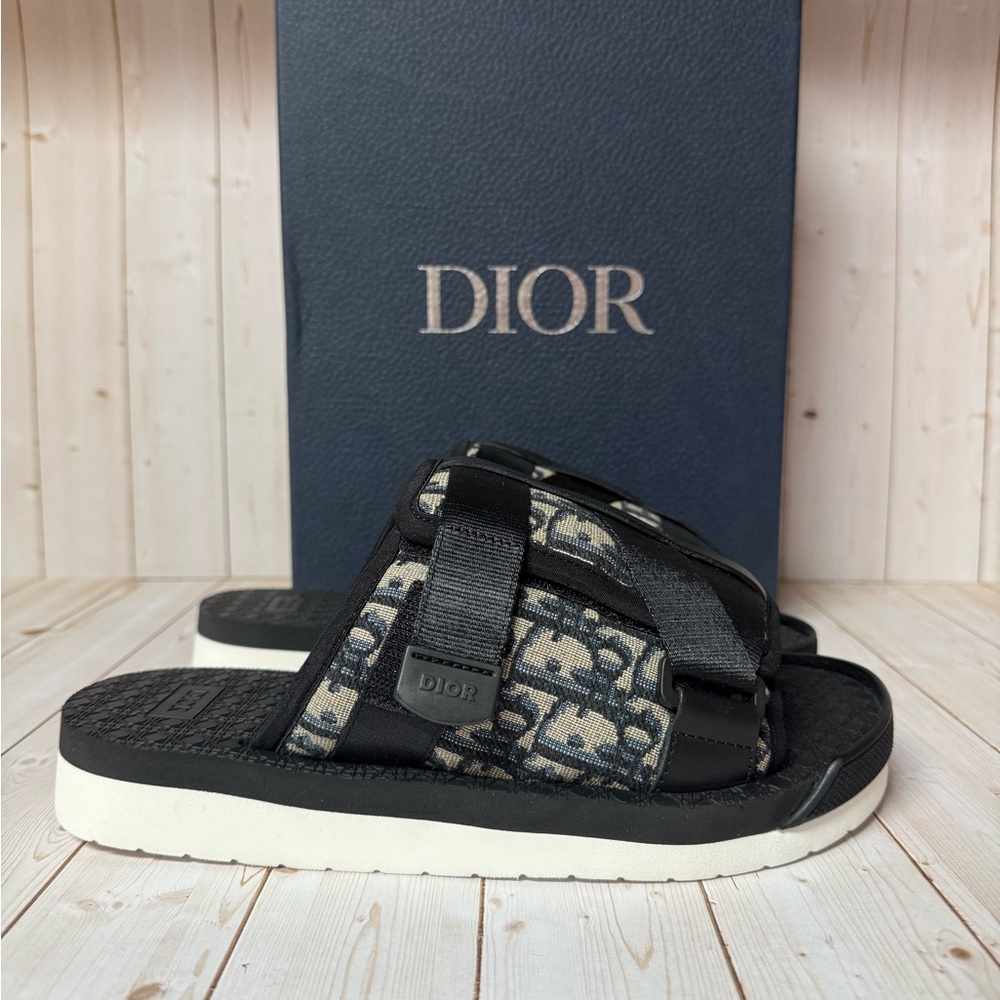 Christian Dior Oblique Jacquard Alpha Sandals Grey/Black Sz 40 / 7 - Picture 3 of 12